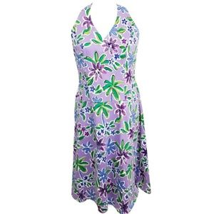 Michelle Antonelli 8 Halter Dress Purple Floral